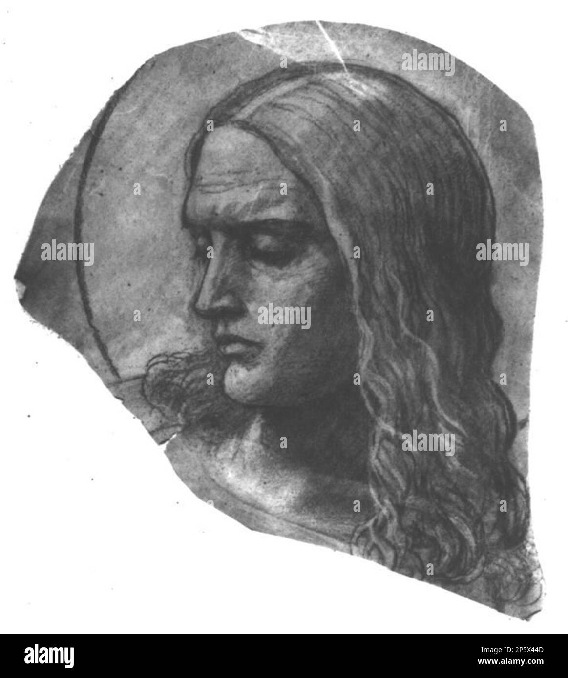 Cartoni animati per 'Christ in Majesty' in All Saints Church, Margaret Street, Londra (incompleto). Testa di figura, William Dyce (Aberdeen, Scozia, 1806 - 1864) Foto Stock