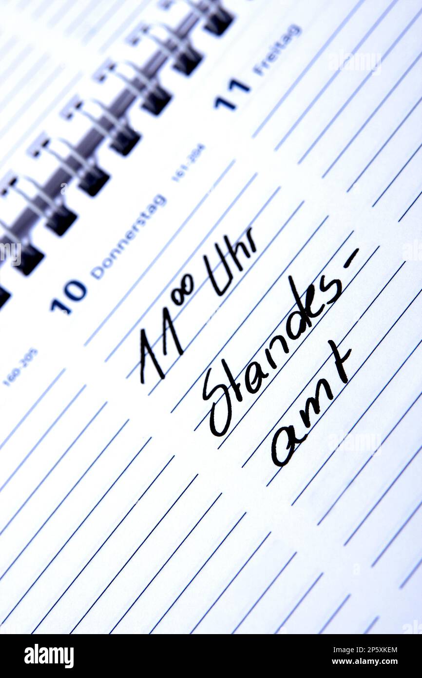 Voce nel calendario Standesamt, dentista Foto Stock