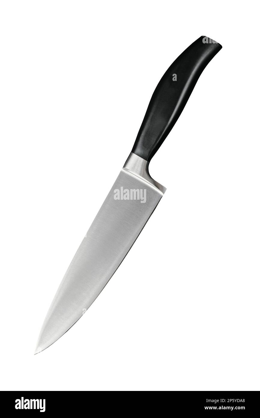 Chef professionisti coltello isolato su sfondo bianco primo piano Foto Stock