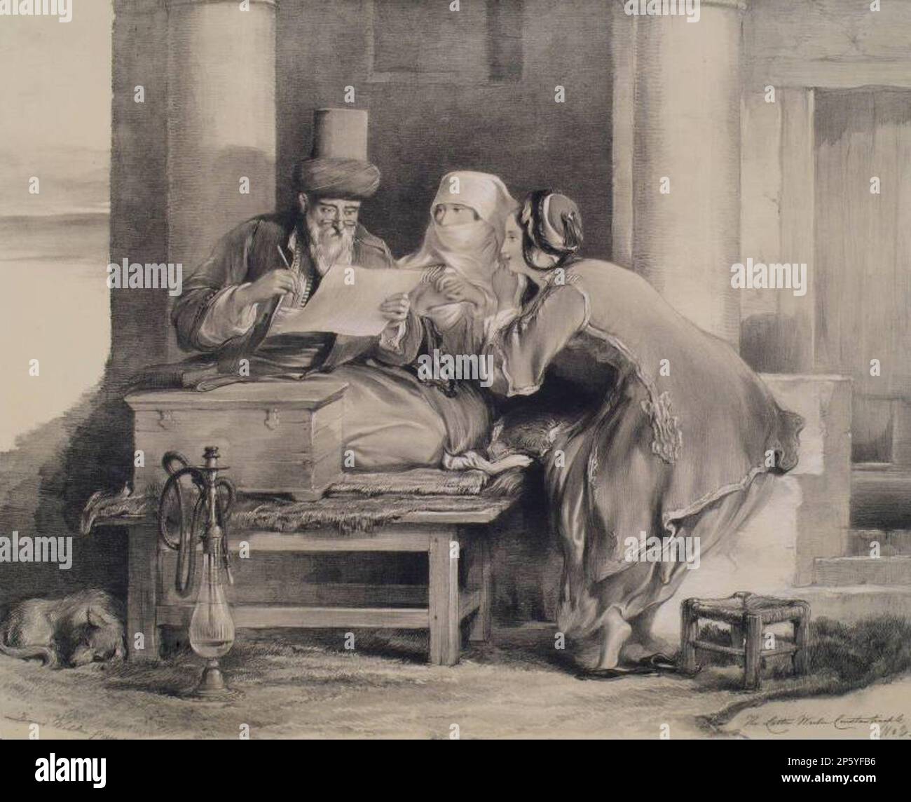 La lettera scrittrice Constantinople, Joseph Nash (Great Marlow, Buckinghamshire, England, 1809 - 1878) 1840 Foto Stock