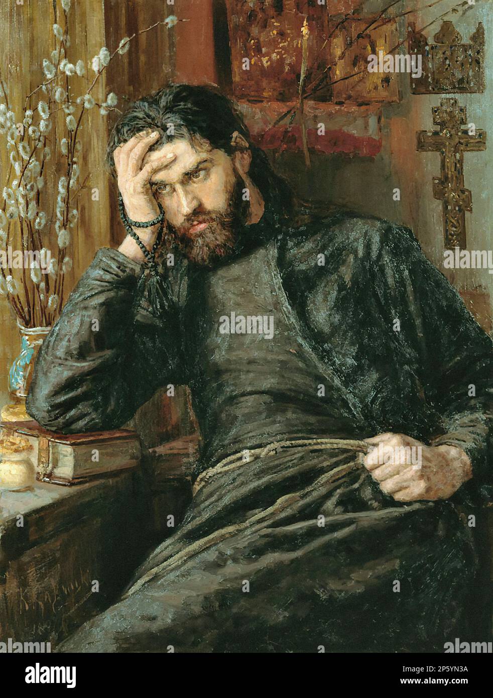 Савицкий Константин - Монах - Русская школа - XIX век - Savitsky Konstantin - Mistico - Scuola Russa - 19th ° secolo Foto Stock