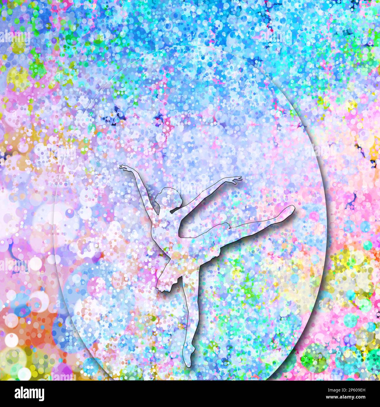 ballerina silhouette su uno sfondo di colori pastello Foto Stock