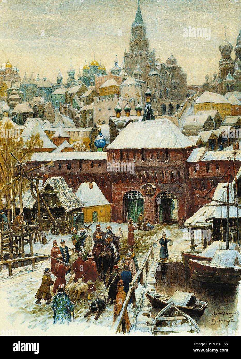 Васнецов Аполлинарий - Москва конца XVII века - Русская школа - XIX век - Vasnetsov Apollinari - Mosca alla fine del XVII secolo - Scuola Russa - 19th° secolo Foto Stock