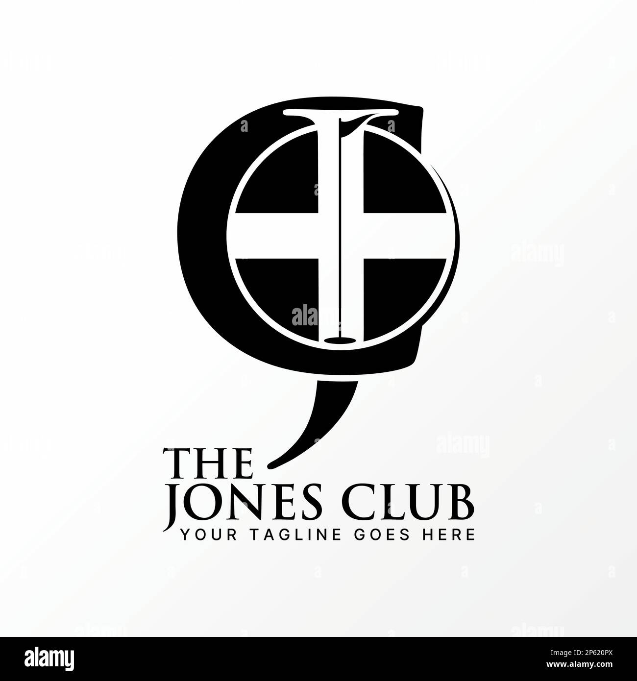 Logo design grafico concetto creativo astratto premium libero vettore stock iniziale CJ o JC con bandiera golf islandese croce. Relativo al carattere della lettera sportiva Illustrazione Vettoriale