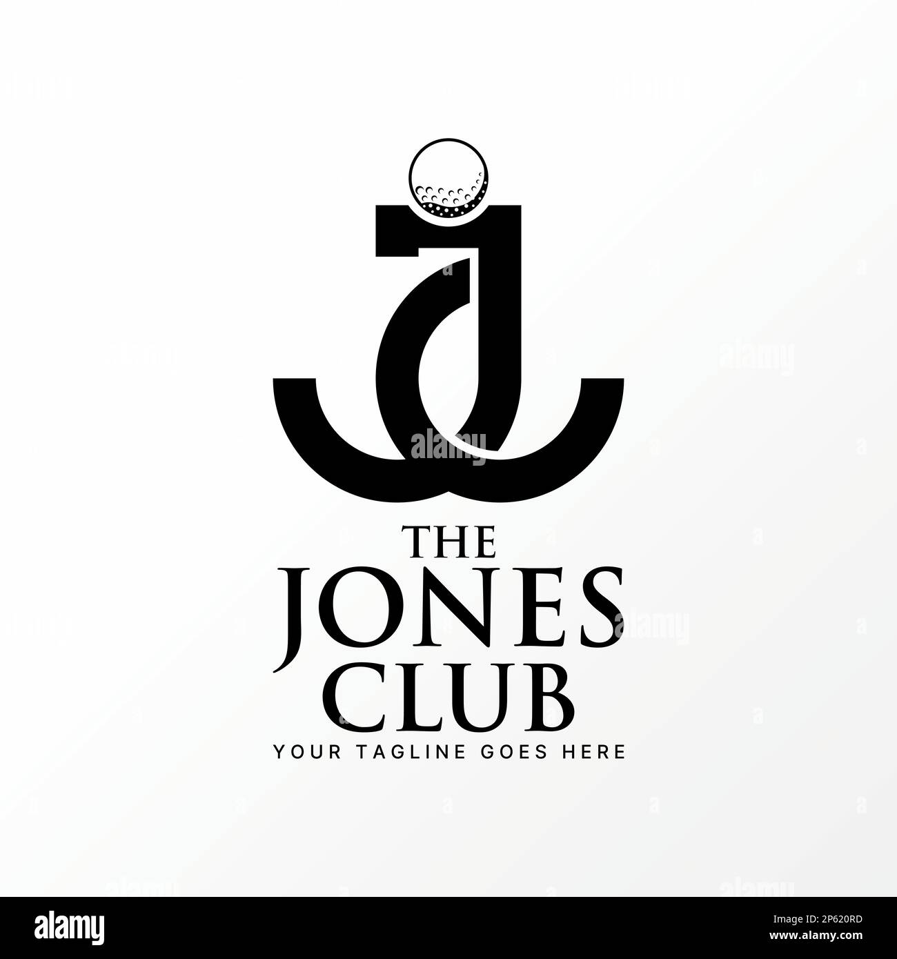 Logo design grafico concetto creativo astratto premium libero vettore stock lettera CJ o JC sans font con palla golf. Relativo al club sportivo o iniziale Illustrazione Vettoriale