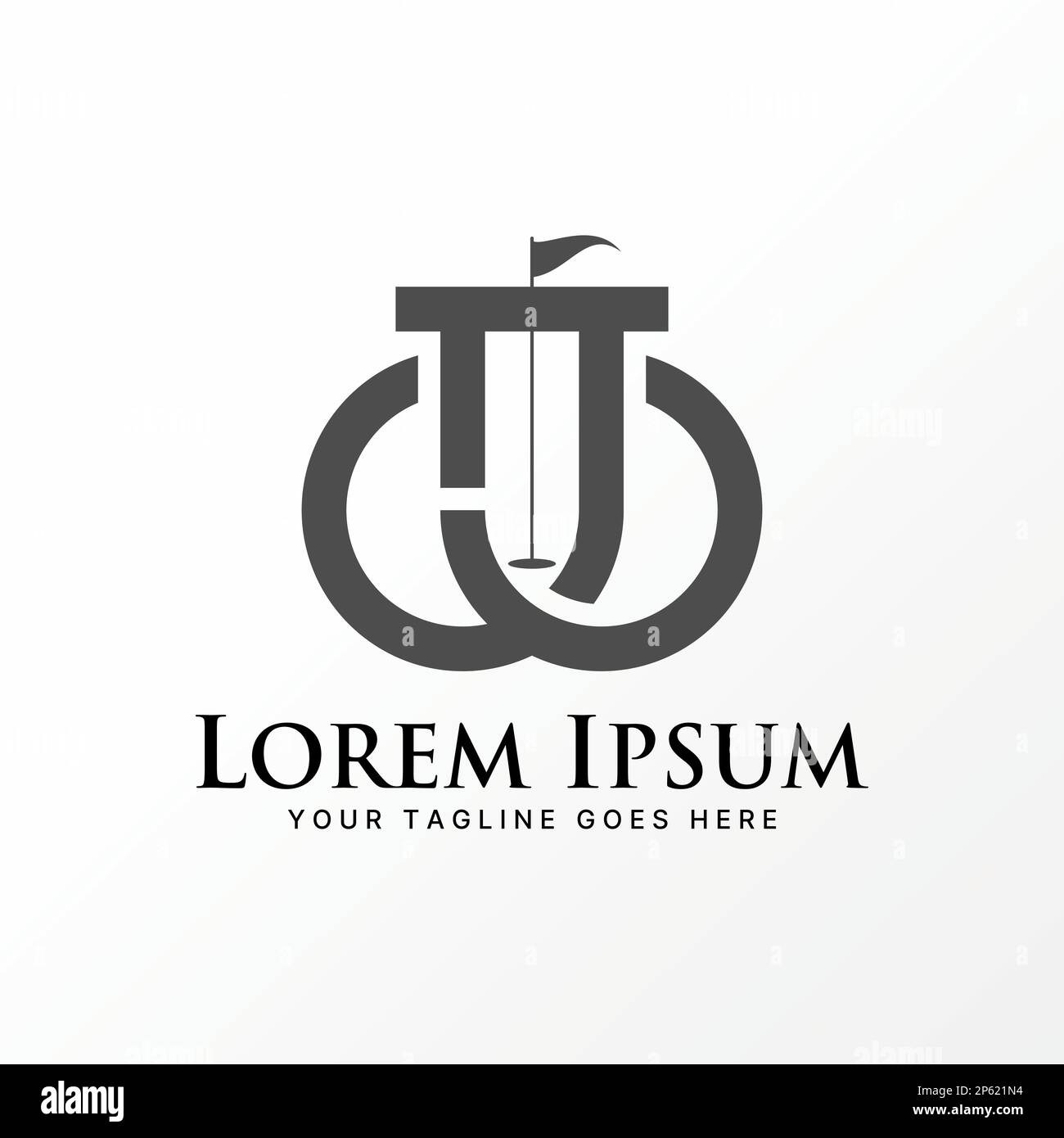 Logo design grafico concetto creativo astratto premium libero vettore stock lettera CJ, JC o JJ sans font con bandiera golf. Relativo al club sportivo o iniziale Illustrazione Vettoriale