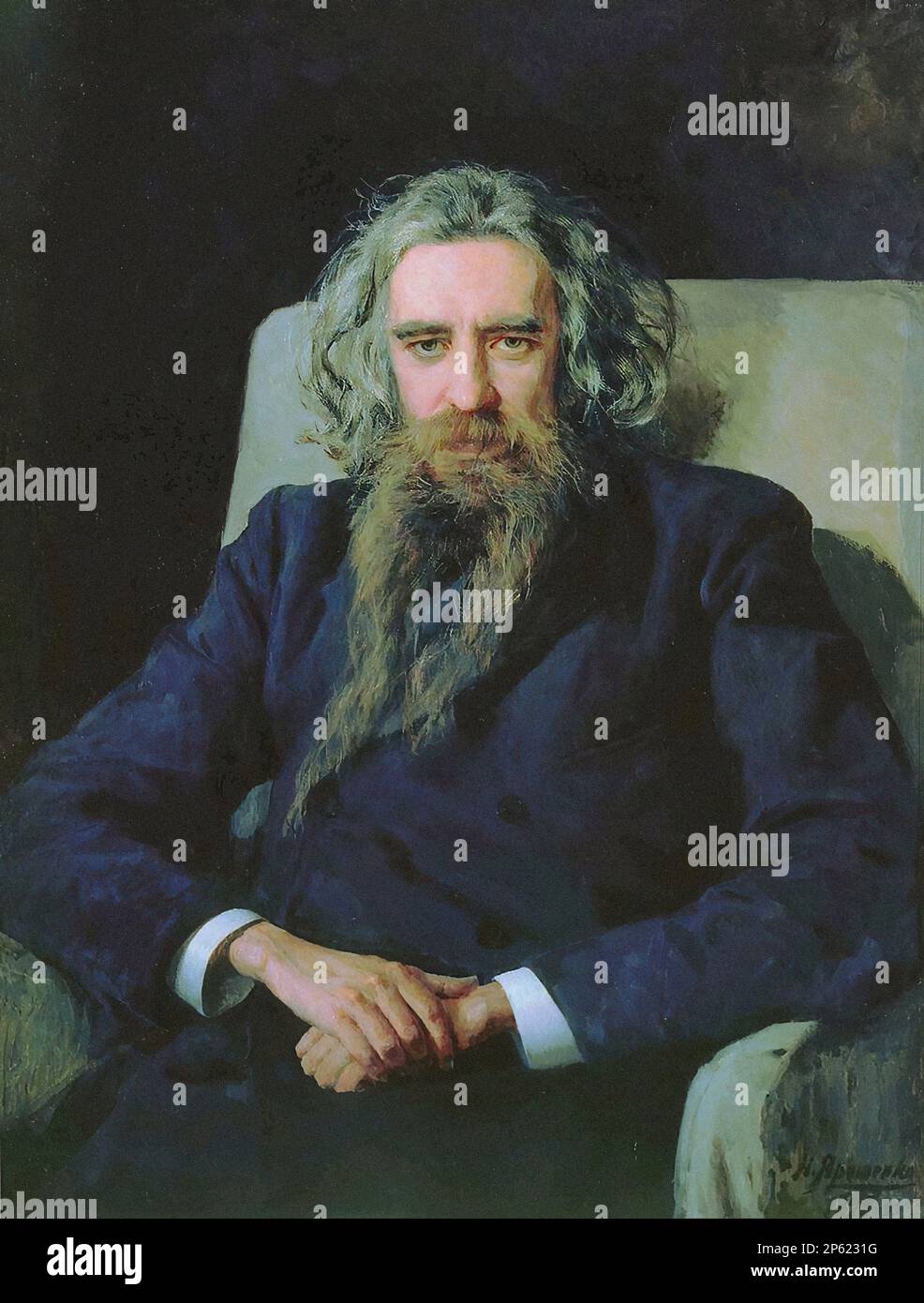 Ярошенко Николай - Портрет философа Владимира Соловьева - Русская школа XIX - начала XX века - Yaroshenko Nikolai - Ritratto del filosofo Vladimir Solovyov - Scuola Russa - 19th° e inizio 20th° secolo Foto Stock