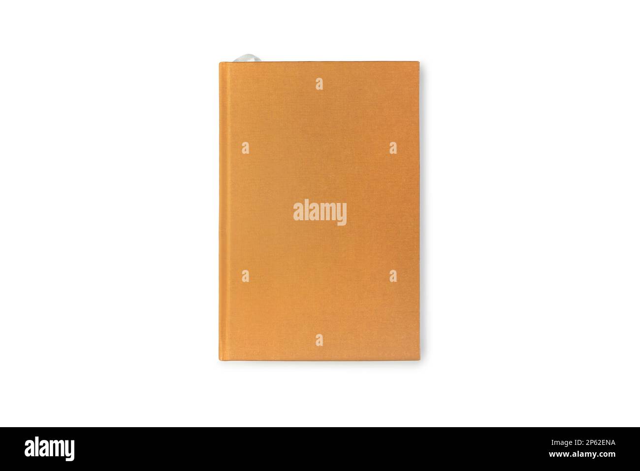 Libro vuoto con copertina marrone isolata su sfondo bianco, vista dall'alto. Foto Stock