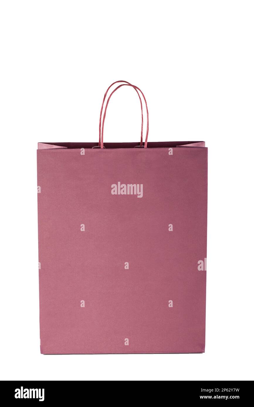 Sacchetto regalo di carta isolato su sfondo bianco Foto Stock