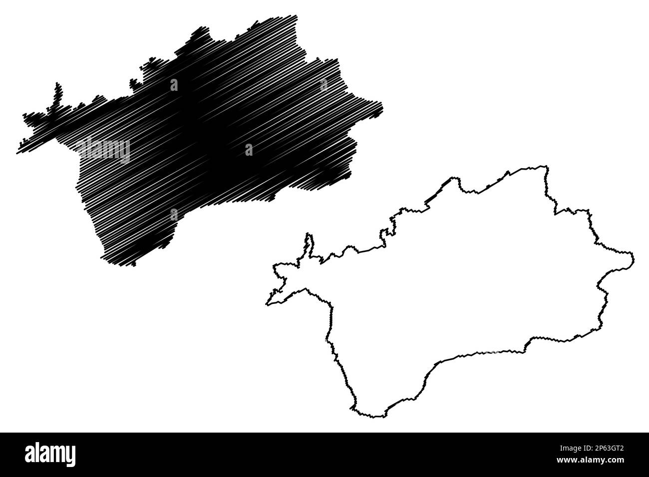 Vettore mappa del distretto non metropolitano del Devon orientale (Regno Unito di Gran Bretagna e Irlanda del Nord, contea cerimoniale Devon o Devonshire, Inghilterra) Illustrazione Vettoriale