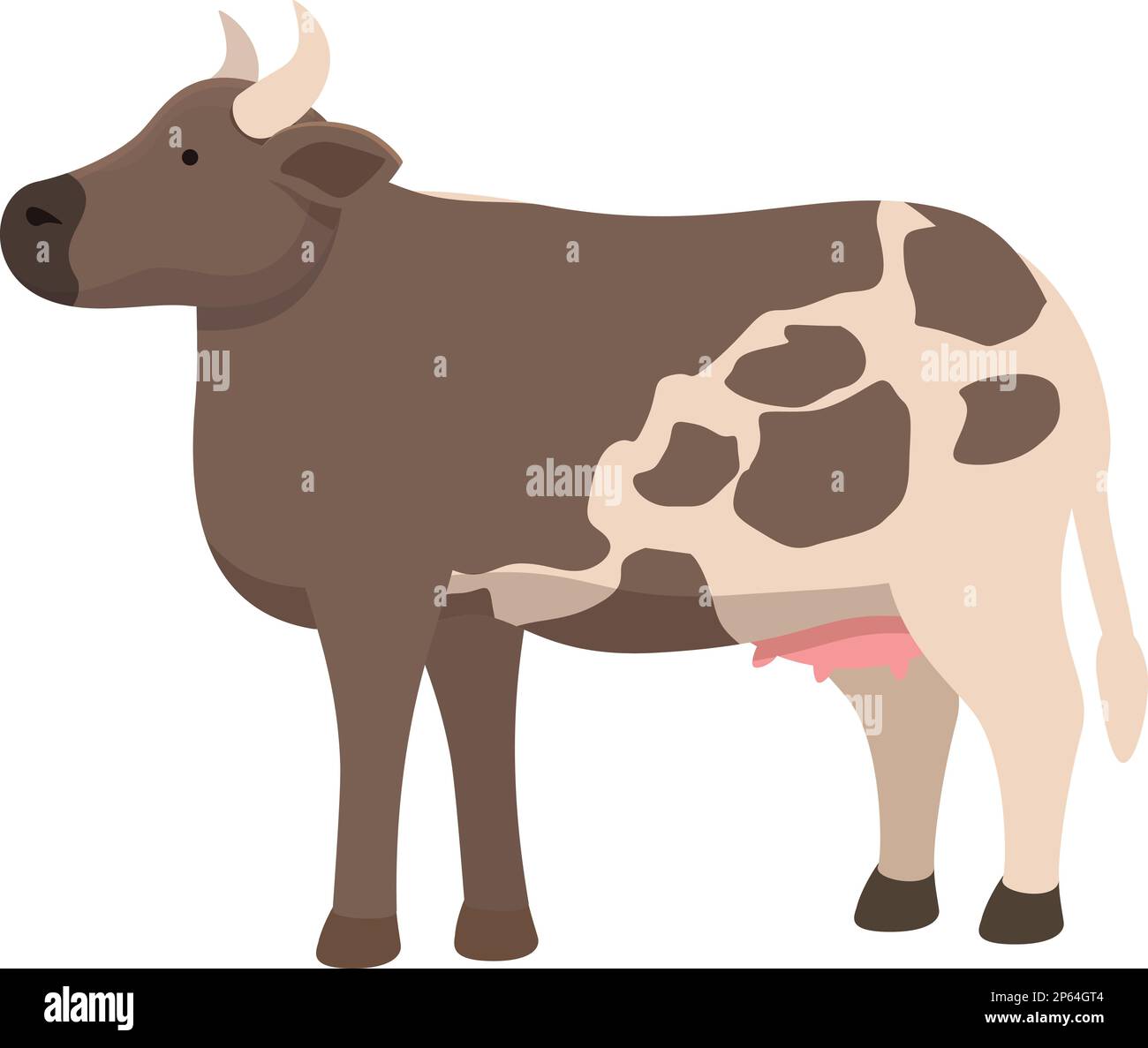 Vettore cartoon icona della mucca marrone. Animale di fattoria. Campo di latte Illustrazione Vettoriale