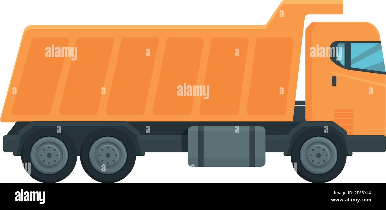 Icona arancione del cassone ribaltabile vettore cartoon. Scarico del carrello. Suggerimento per il veicolo Illustrazione Vettoriale