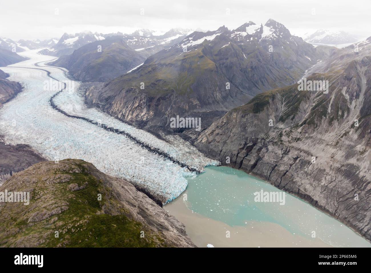 Volo-vedendo da Haines sopra la gamma di Fairweather nel Parco Nazionale di Glacier Bay, Alaska sudorientale, Stati Uniti d'America, Nord America Foto Stock