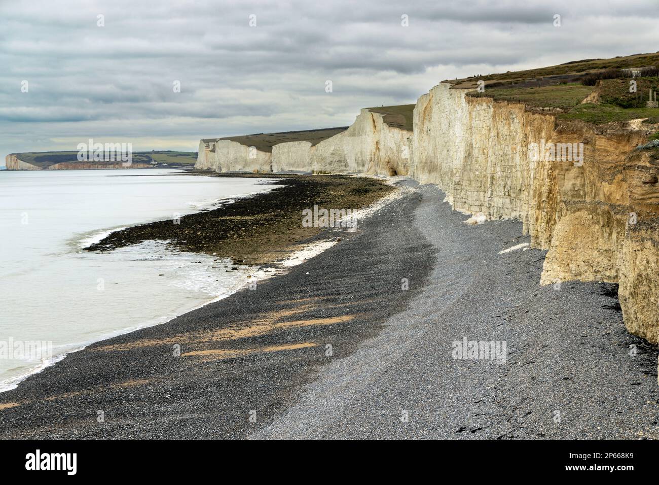 Sette sorelle scogliere a Birling Gap sulla costa meridionale dell'Inghilterra Foto Stock