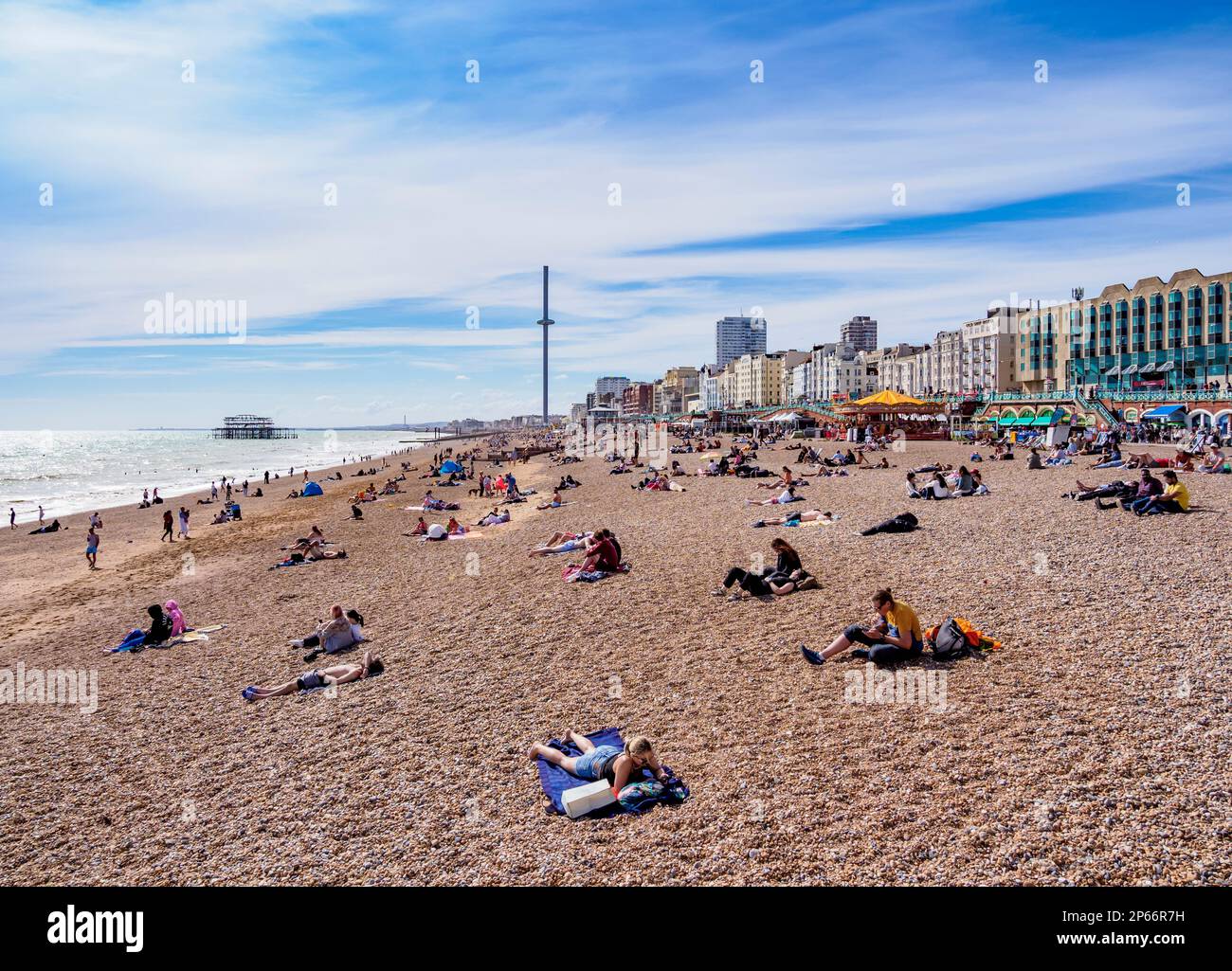 Brighton Beach, città di Brighton e Hove, East Sussex, Inghilterra, Regno Unito, Europa Foto Stock