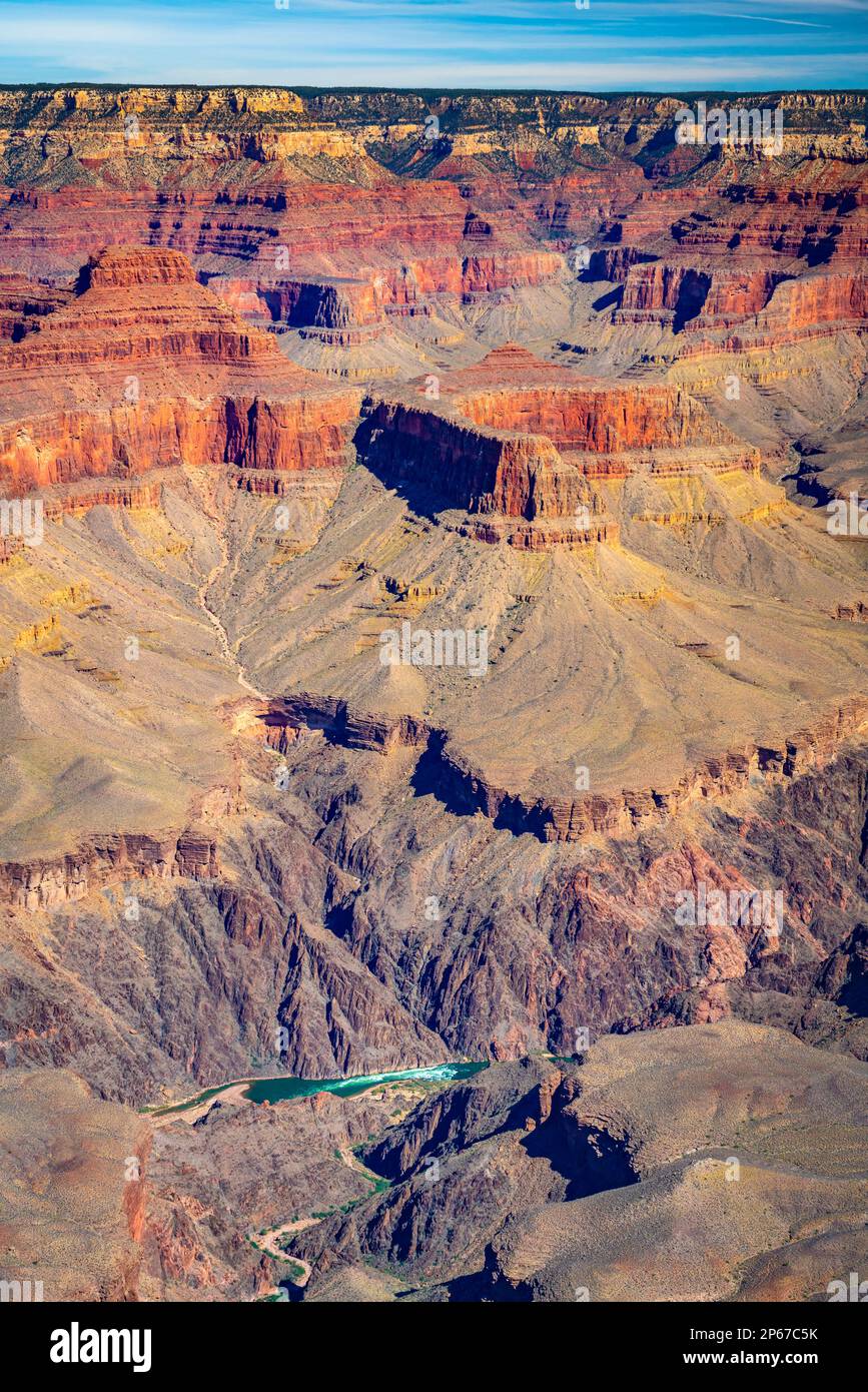 Grand Canyon lungo Hermit Road, Grand Canyon National Park, patrimonio dell'umanità dell'UNESCO, Arizona, Stati Uniti d'America, Nord America Foto Stock