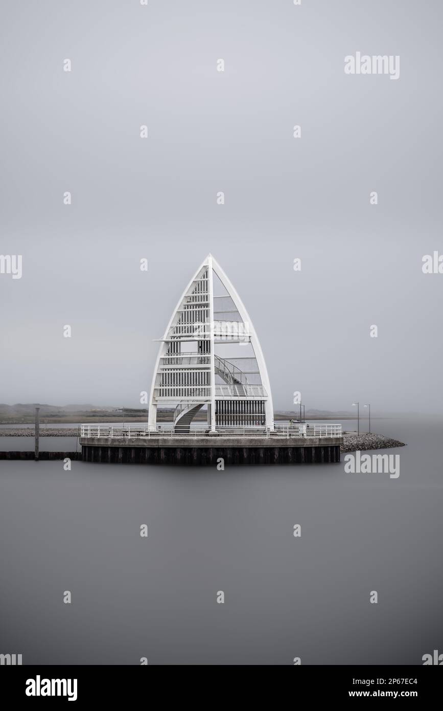 Marchio di mare all'ingresso del porto di Juist, Isole Frisone Orientali, Germania. Foto Stock