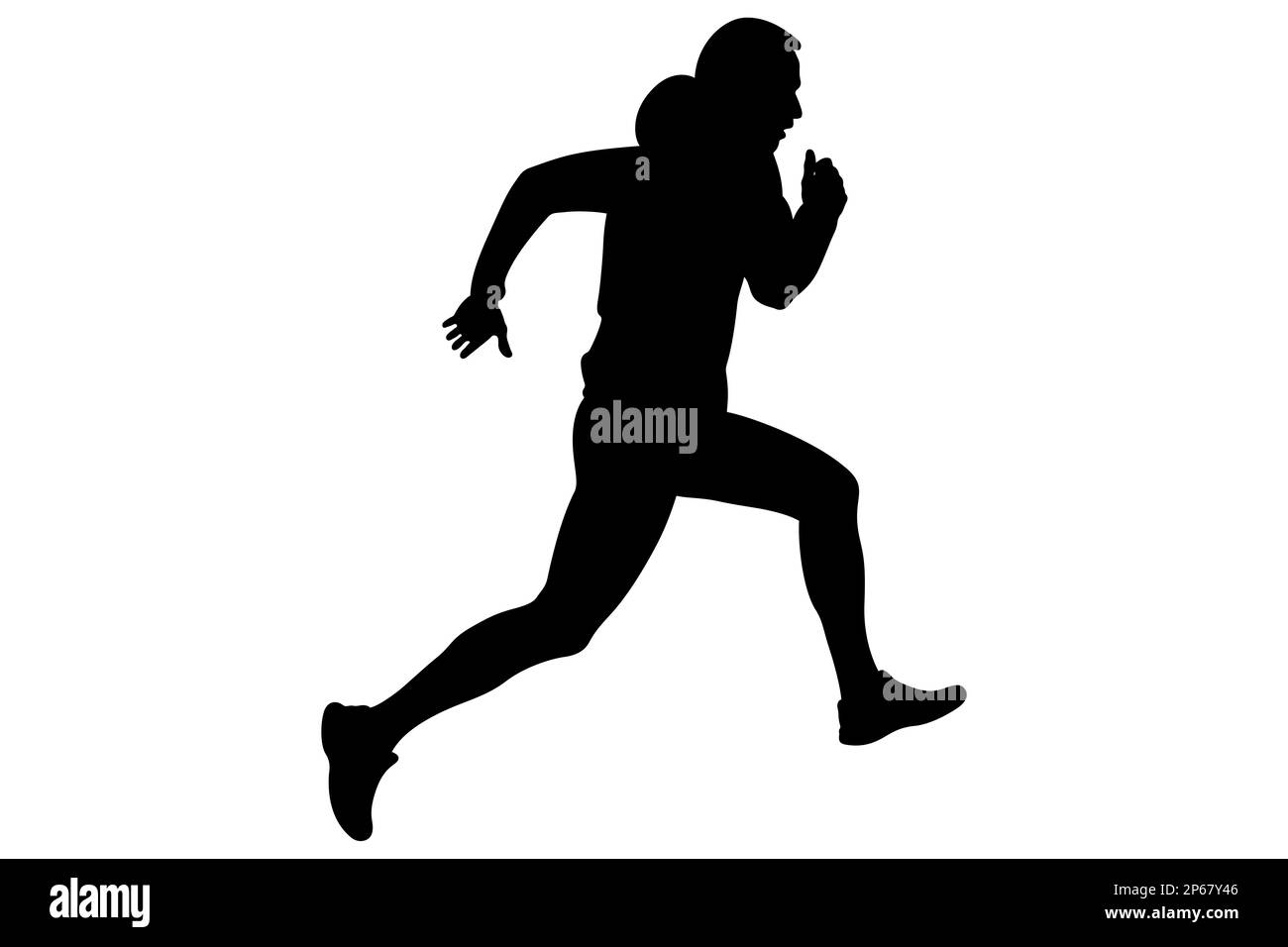 Esecuzione dinamica in salita atleta maschio in una felpa con cappuccio Foto Stock
