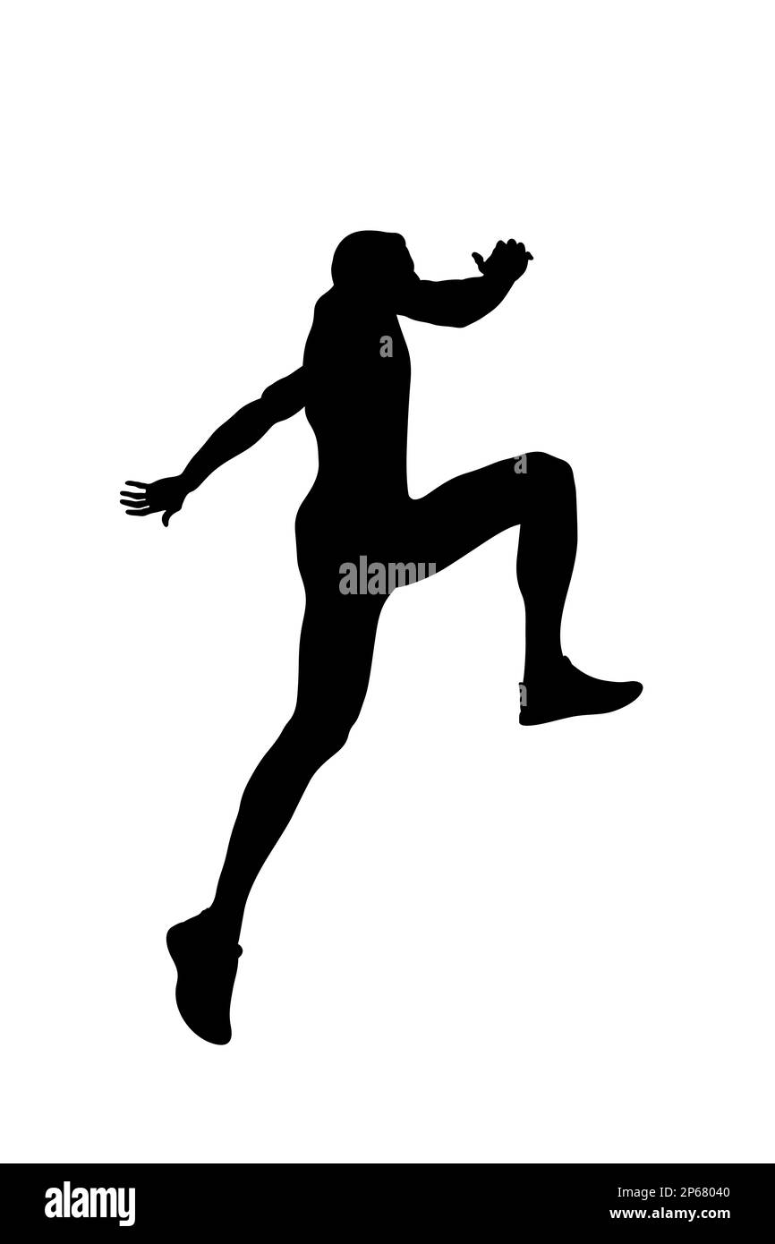 Concetto di libertà uomo jump up silhouette nera Foto Stock