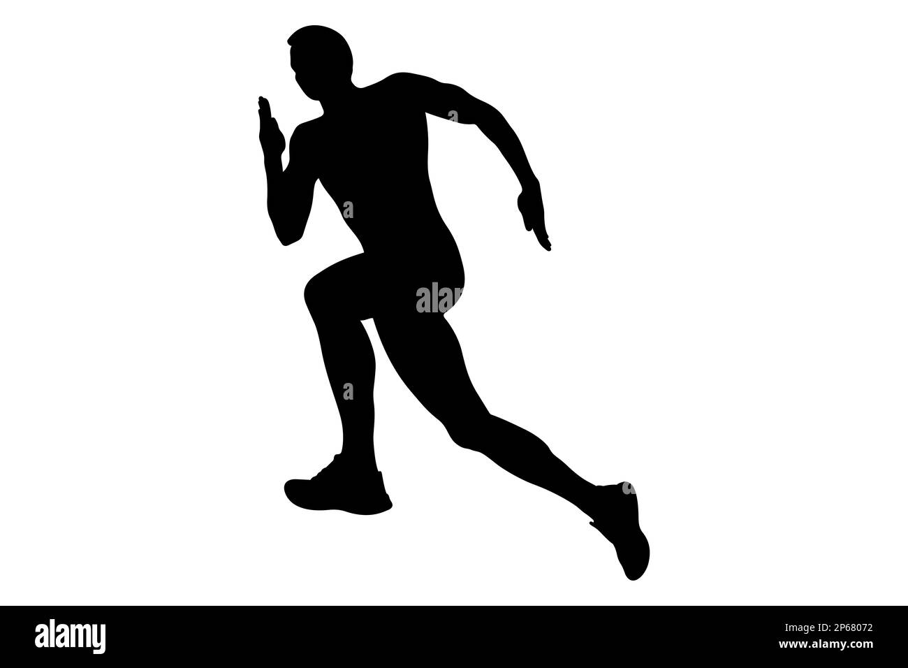 In esecuzione in salita atleta runner uomini silhouette nera Foto Stock