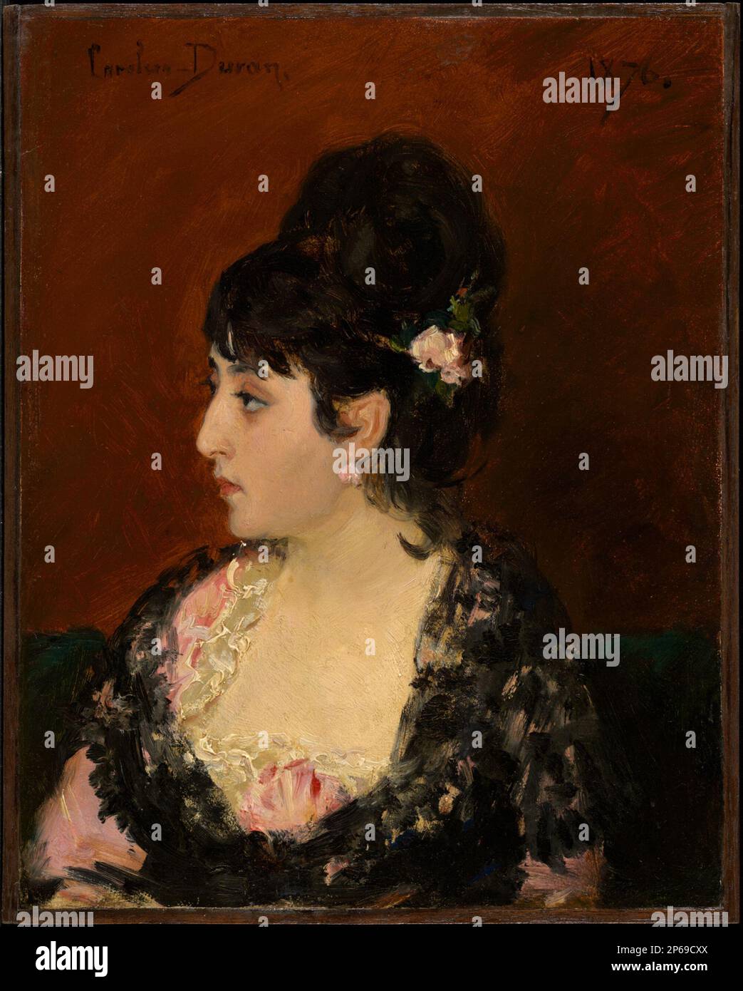 Carolus-Duran, Donna spagnola (Ritratto di Eva Gonzalès), 1876, olio su pannello. Foto Stock