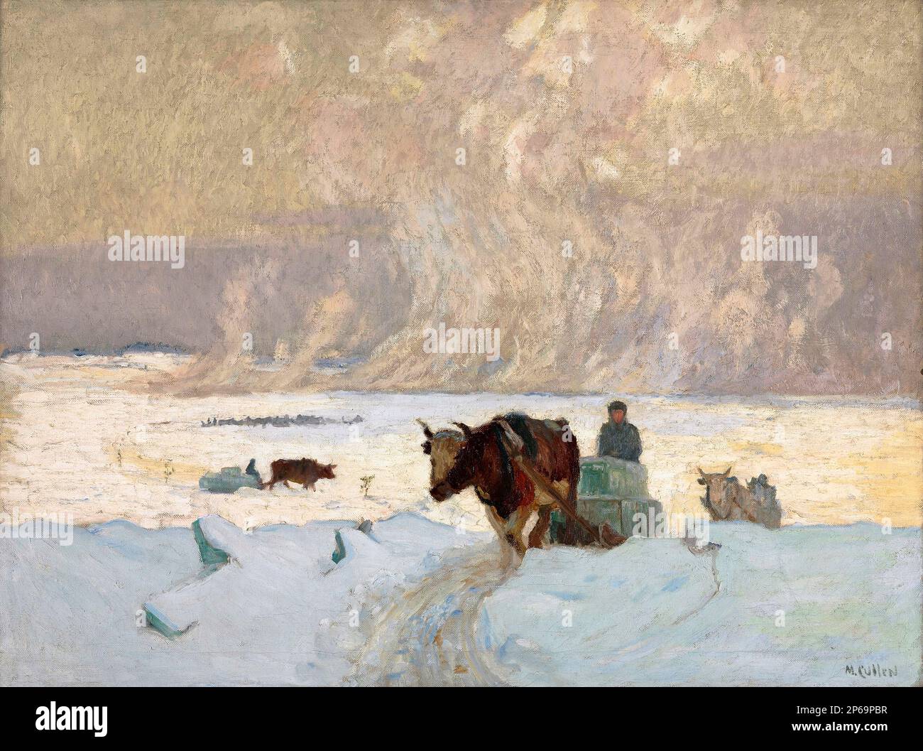La raccolta del ghiaccio dell'artista canadese Maurice Cullen (1866-1934), olio su tela, 1913 Foto Stock