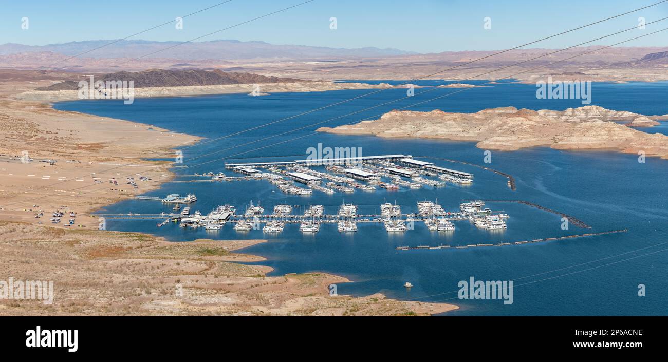 Una foto del porticciolo del lago Mead visto dalla vista sul lago. Foto Stock