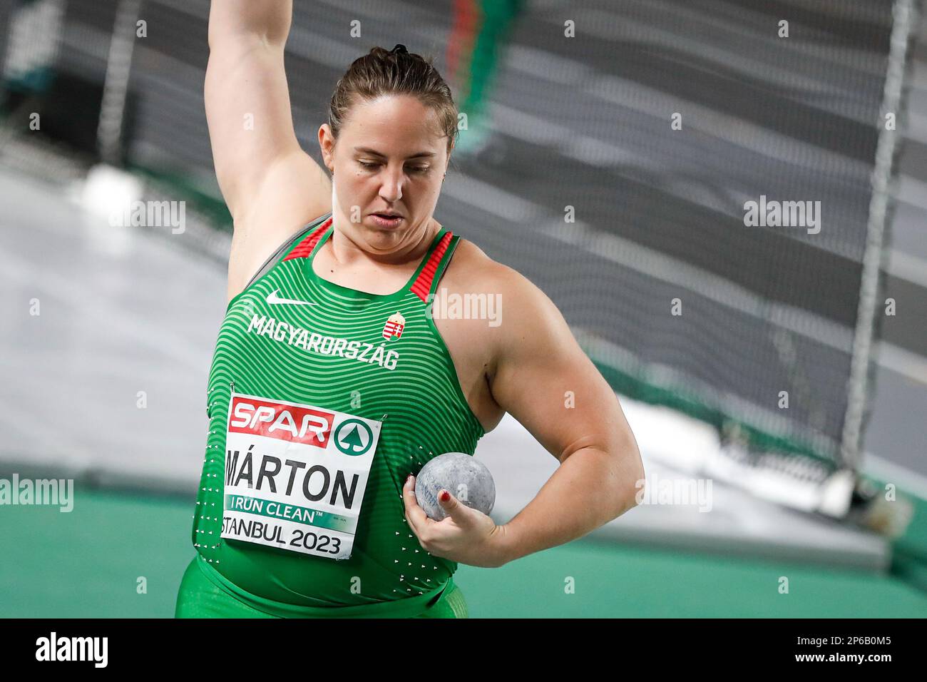 Istanbul, Turchia, 3 marzo 2023. Anita Narton di Ungheria compete in Shot Put Women Final durante i Campionati europei di Atletica 2023 - Day 1 all'Atakoy Arena di Istanbul, Turchia. Marzo 3, 2023. Credito: Nikola Krstic/Alamy Foto Stock