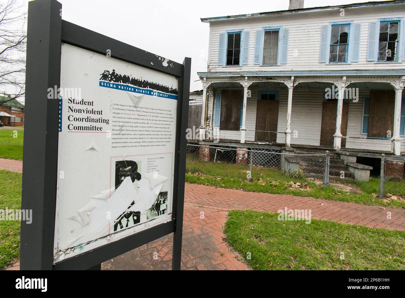 Marzo 3, 2014. Selma, Alabama. Ponte Edmund Pettus, monumenti dei diritti civili, murale della domenica sanguinante, Amelia Boynton Robinson e Monumento Marie Foster, Foto Stock