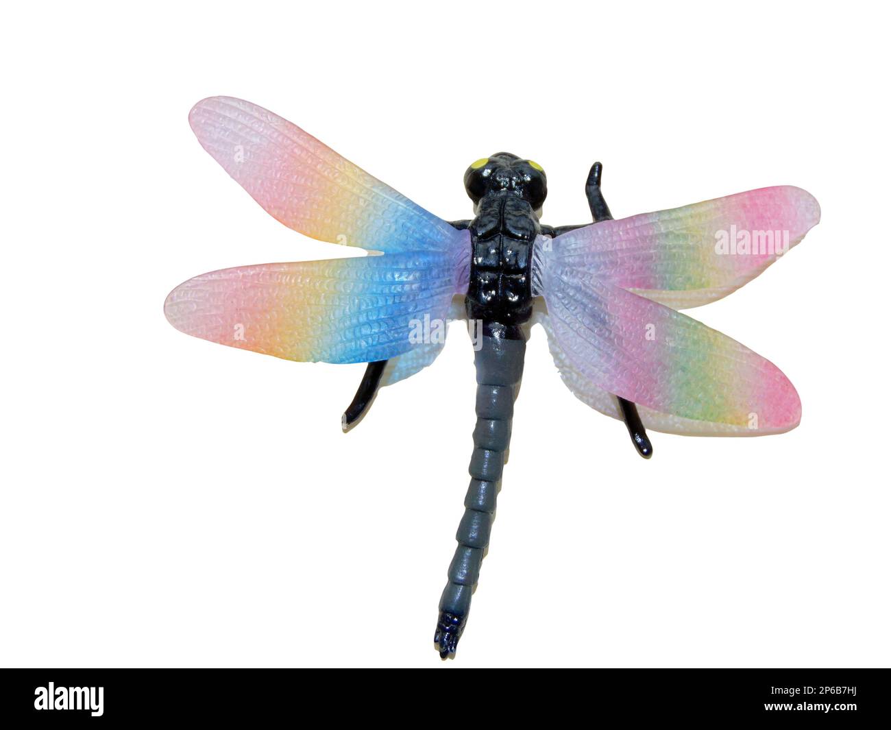 libellula giocattolo isolata su bianco Foto Stock