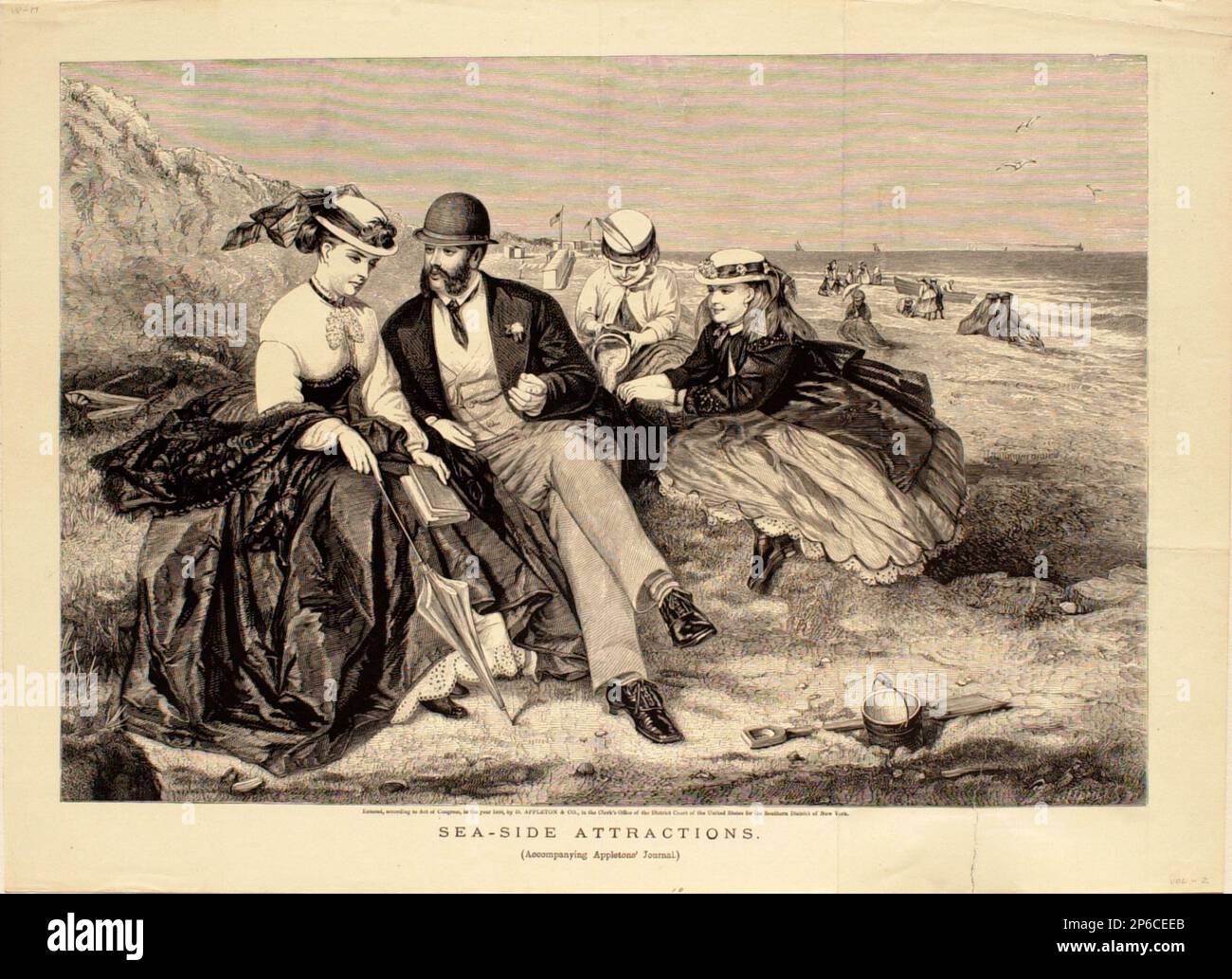 Ignoto, attrazioni sul mare, 1869, incisione su carta in legno. Foto Stock Ignoto, attrazioni sul mare, 1869, incisione su carta in legno. Foto Stock