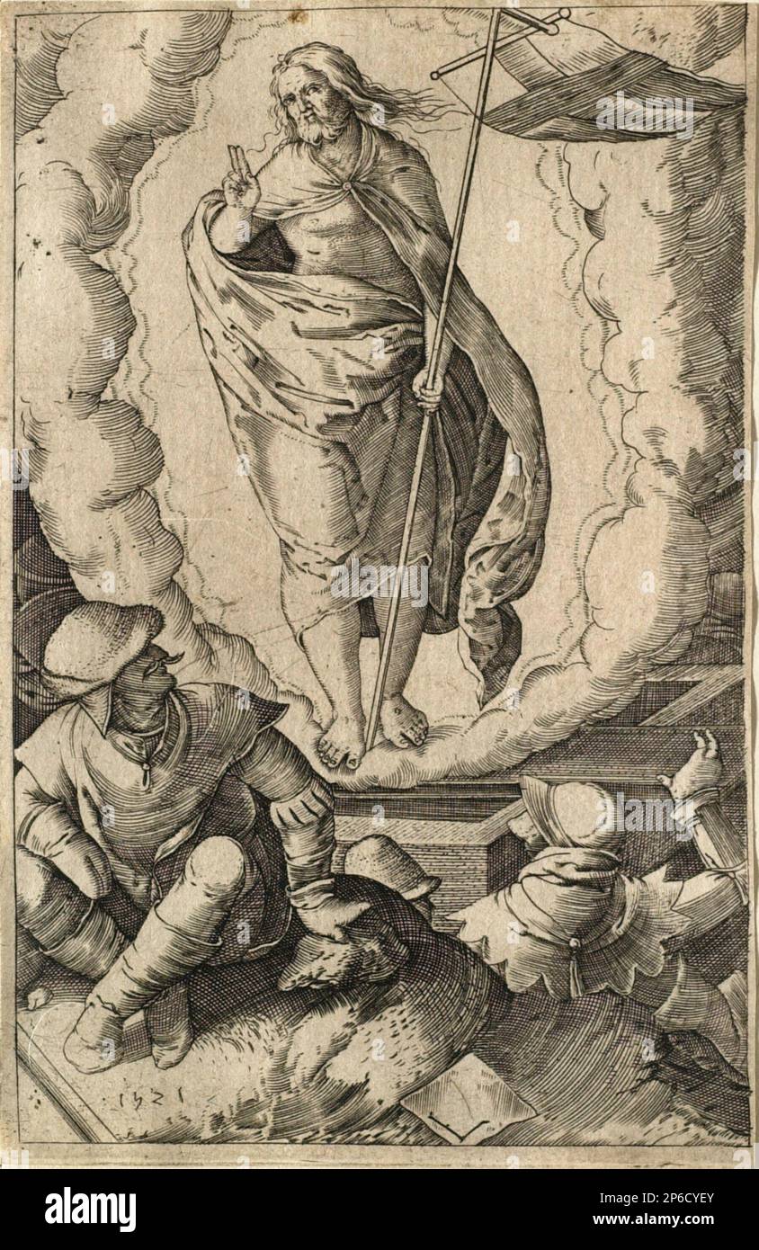 Dopo Lucas van Leyden, la Resurrezione, incisione su carta steso. Foto Stock