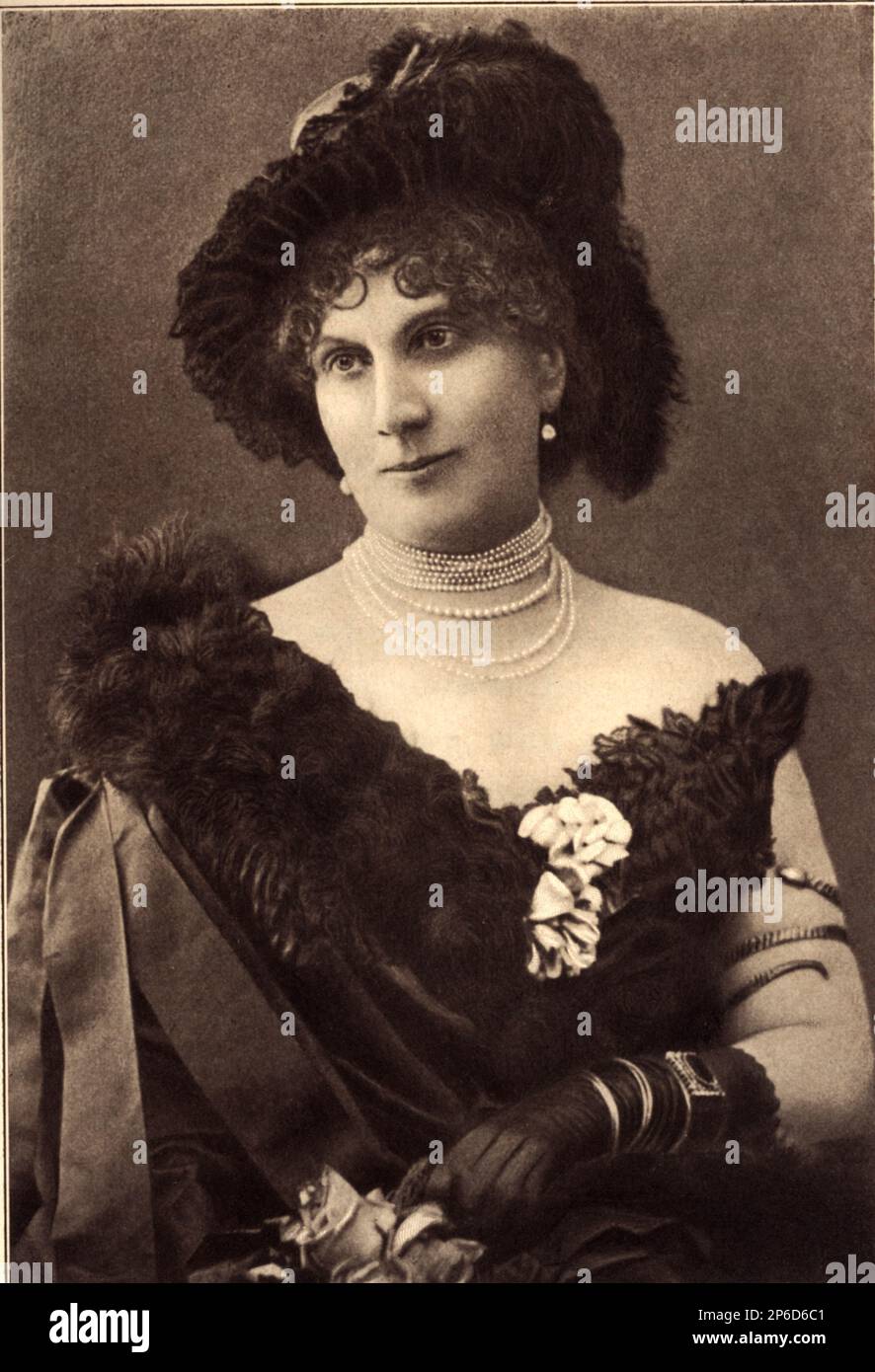 1900 ca , Roma , ITALIA : la contessa COSTANZA GIANOTTI , nata negli Stati Uniti come COSTANZA FRANKLIN KENNY , sposata a Livorno il 15 agosto 1872 con il conte italiano CESARE GIANOTTI ( nata nel 1836 ). Madre di due figlie: le contesse MARIA GIUSEPPINA GIANOTTI ( nata nel 1873 ) sposarono nel 1902 con il Conte Alfonso BALBO BERTONE dei conti di SAMBUY ( dettato BALBIS BERTONE , nato nel 1868 ) e LA MARCELLA GIANOTTI ( nata nel 1875 ). - Constanza - foto storiche - foto storica - ritratto - ritratto - Nobiltà italiana - nobiltà - nobili italiani - nobile - BELLE EPOQUE - ITALIA - cappello Foto Stock