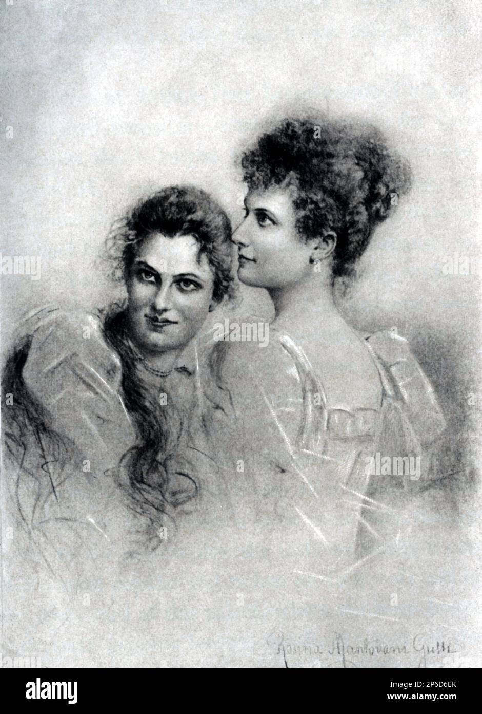 1900 ca , Roma , Italia : La contessa italiana MARIA GIUSEPPINA GIANOTTI ( nata nel 1873 ) sposò a Torino il 10 ottobre 1902 con il Conte Alfonso BALBO BERTONE dei conti di SAMBUY ( detto BALBIS BERTONE , nato nel 1868 ), con la sorella MARCELLA GIANOTTI ( nata nel 1875 ). Figlie di conte CESARE GIANOTTI ( nato nel 1836 ), e l'americano Costanza Franklin Kenny . Ritratto di Rosina Mantovani Gutti . - Foto storiche - foto storica - ritratto - ritratto - Nobiltà italiana - nobiltà - nobili italiani - nobile - BELLE EPOQUE - ITALIA --- Archivio GBB Foto Stock