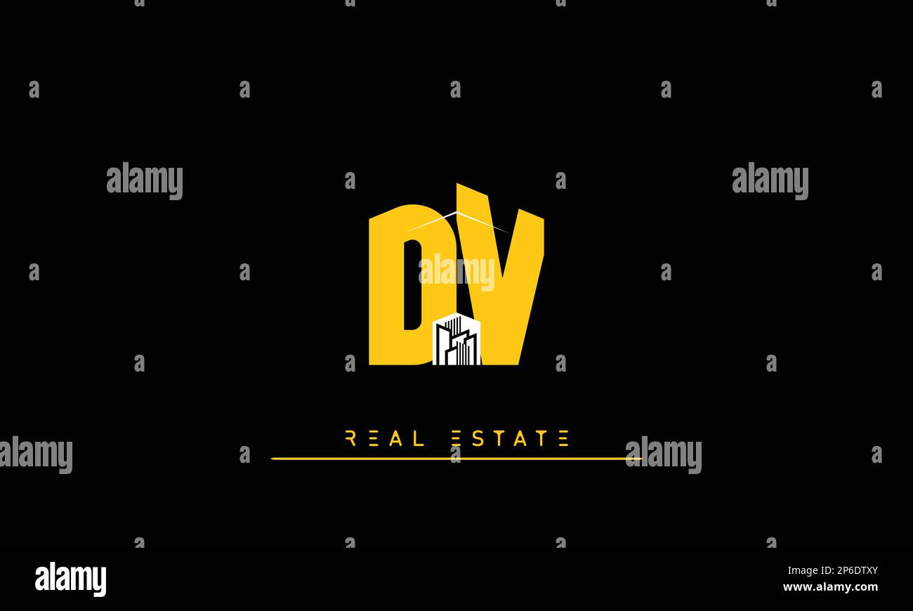 Lettere del bene immobile iniziali Monogramma logo DV , VD Illustrazione Vettoriale