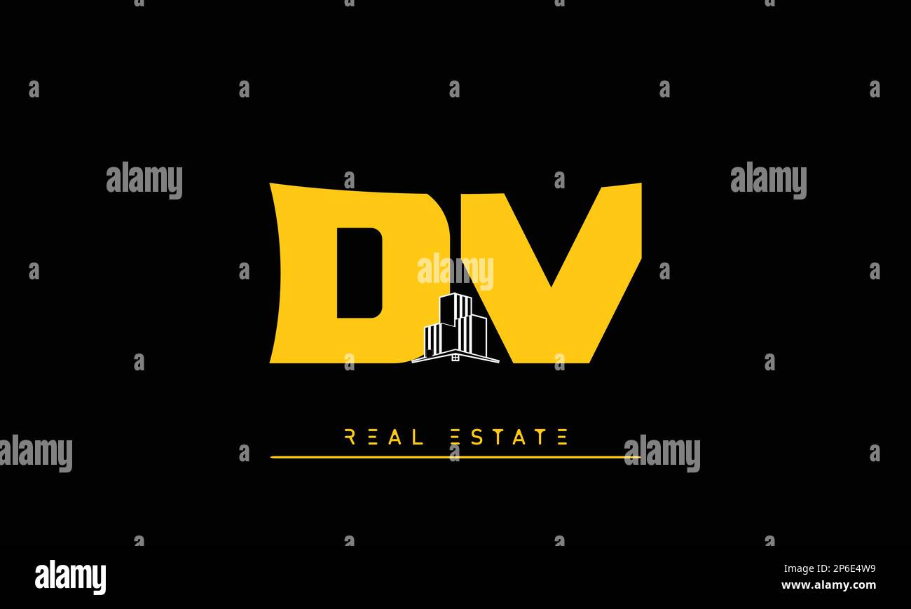 Lettere del bene immobile iniziali Monogramma logo DV , VD Illustrazione Vettoriale