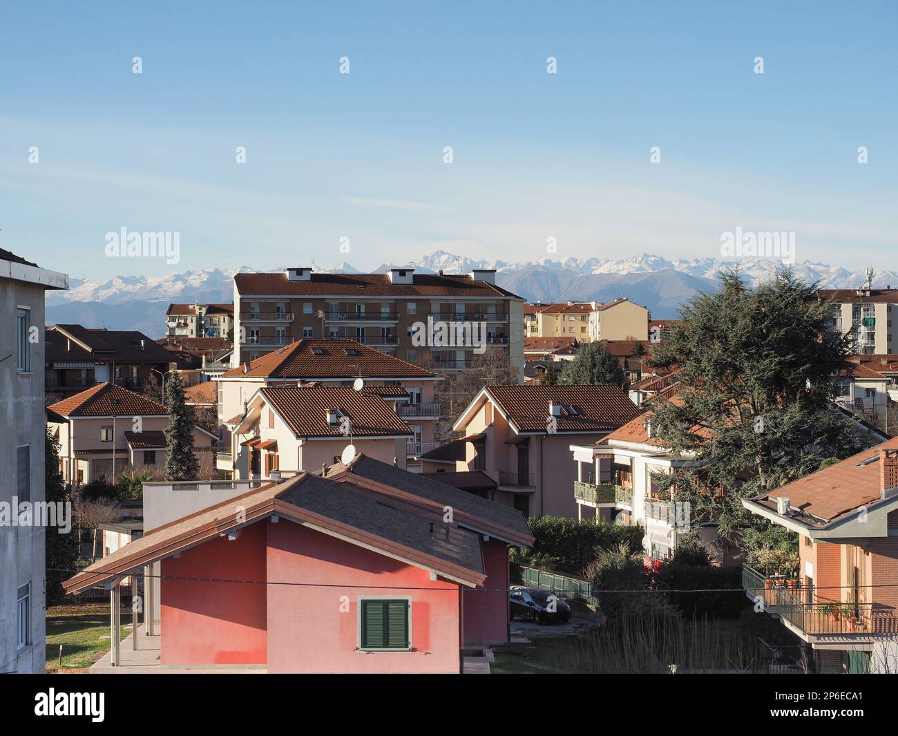 Vista panoramica della città di Settimo Torinese Foto Stock