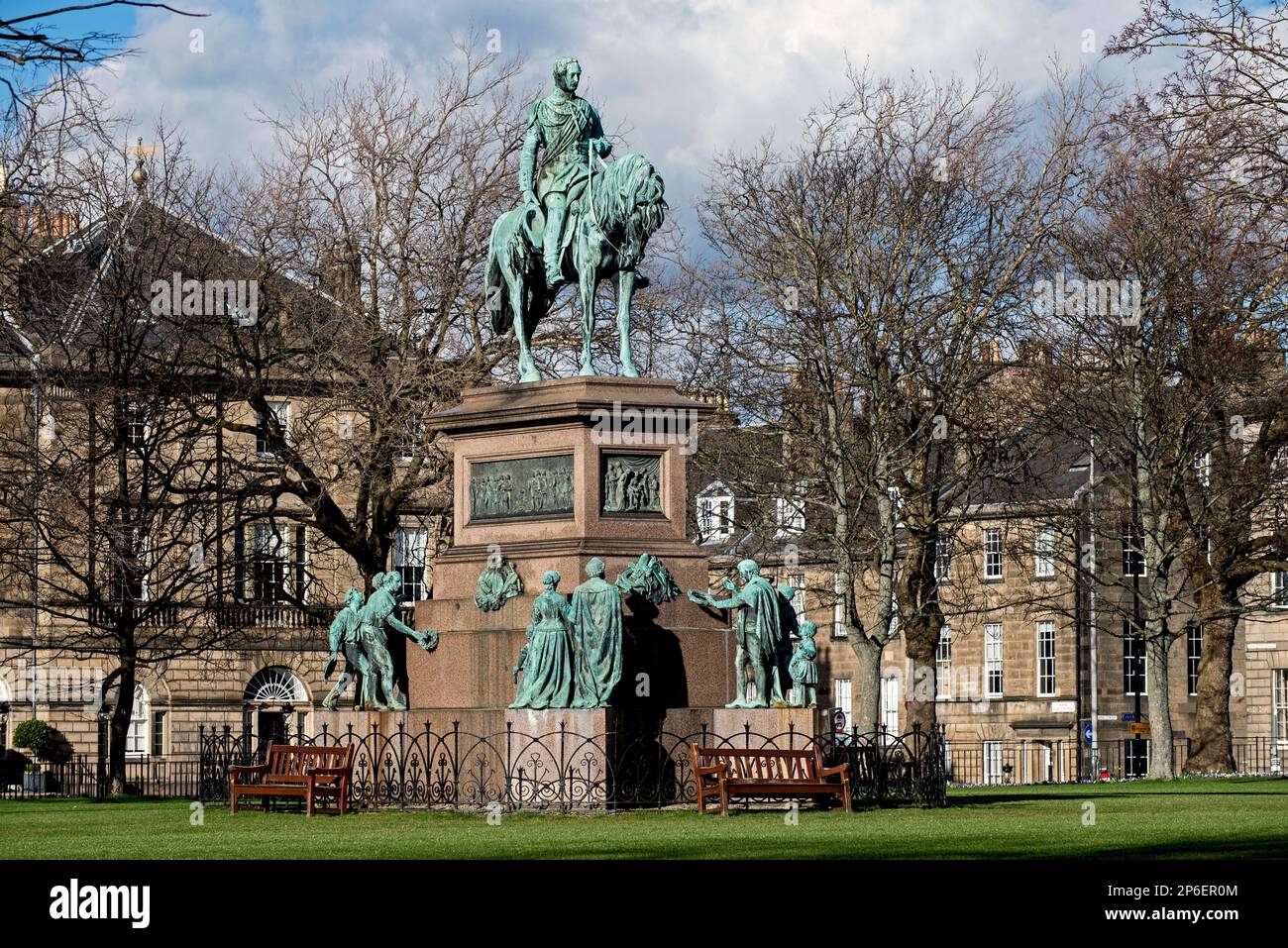 Prince Albert Memorial di Sir John Steell a Charlotte Square, Edimburgo, Scozia, Regno Unito. Foto Stock