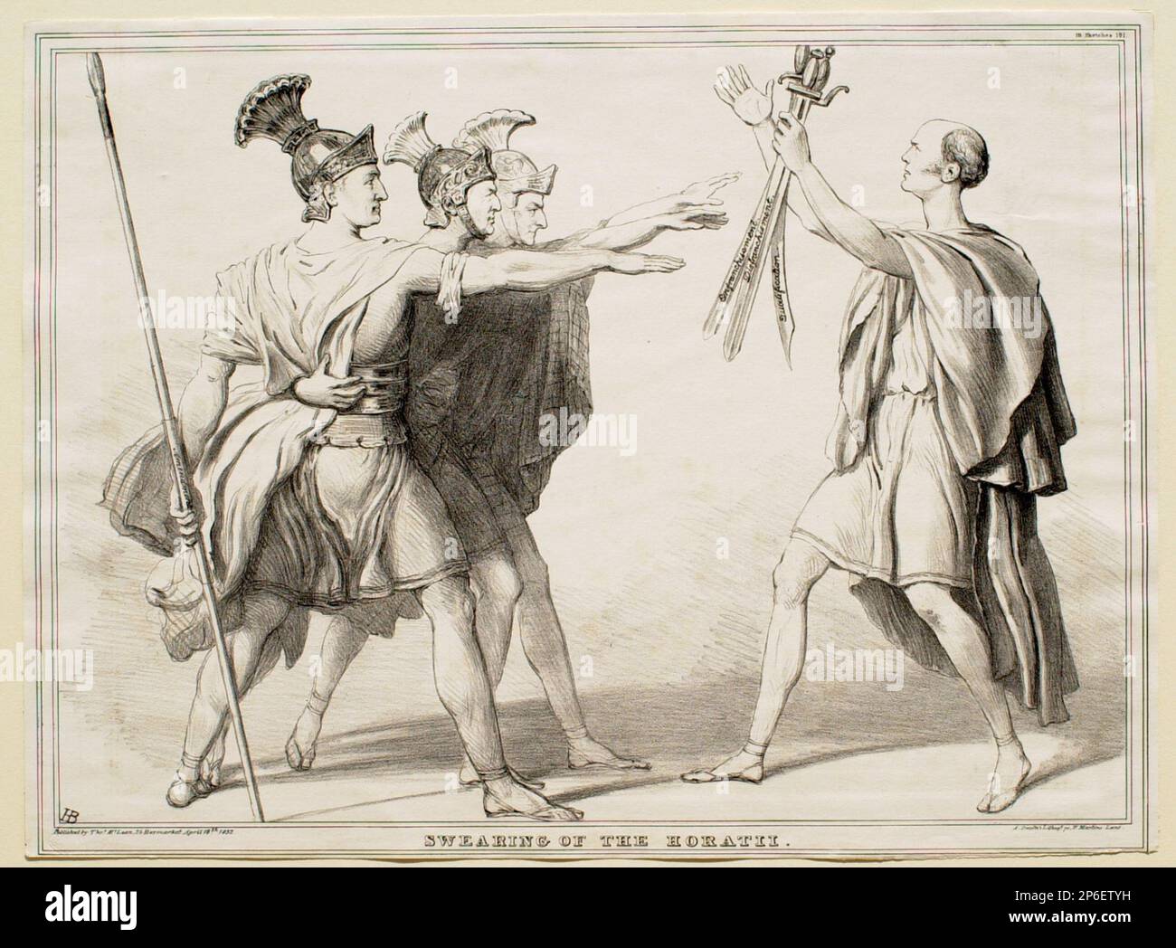 John Doyle, il giuramento degli Horatii, 1832, litografia su carta di Wove. Foto Stock