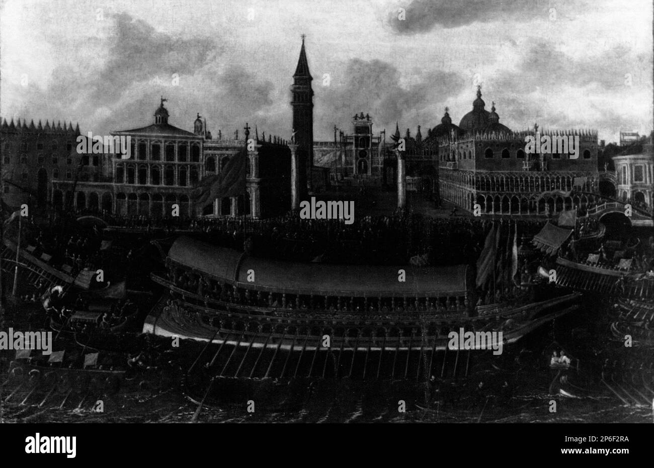 Sconosciuto, il Bucintoro sul Canal Grande prima del Palazzo Ducale, 18th ° secolo, olio su tela. Foto Stock