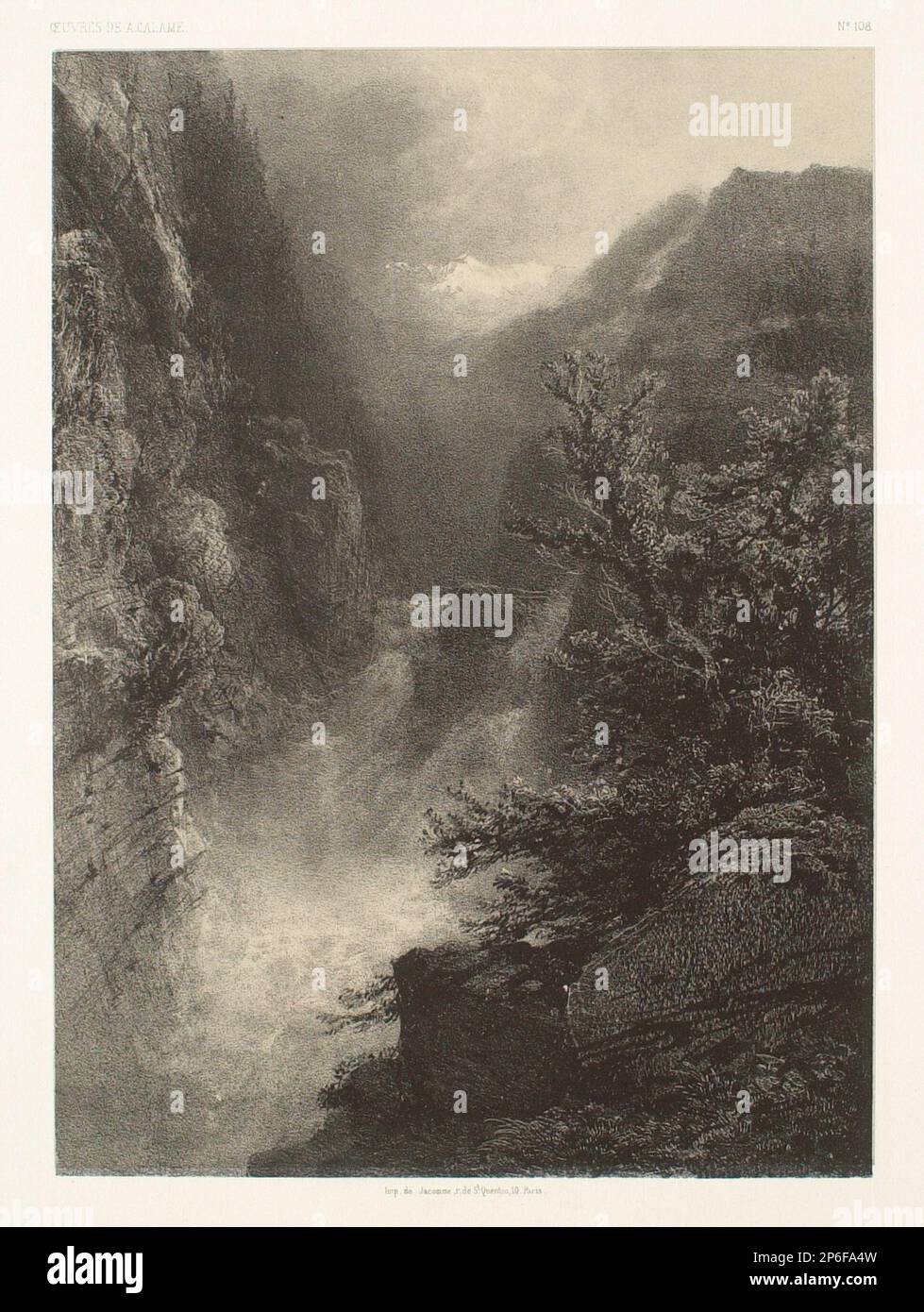 Alexandre Calame, Landscape, 1855, litografia con due pietre su carta di wove. Foto Stock