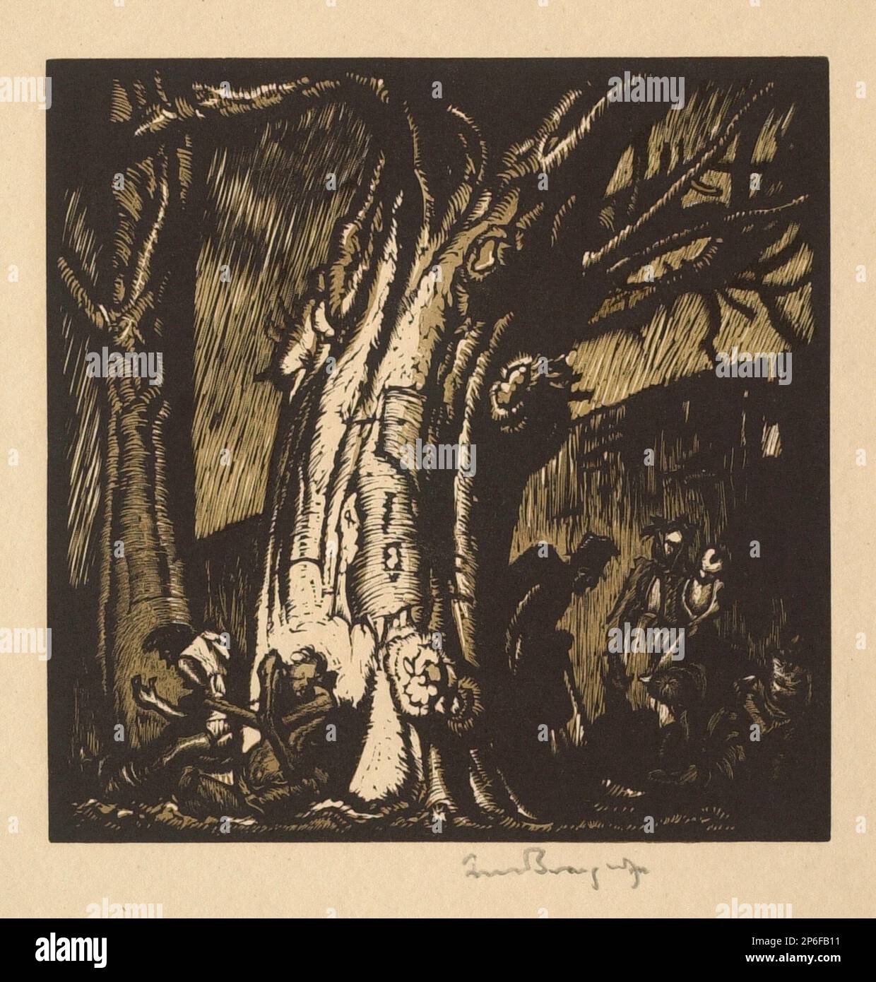 Frank Brangwyn, Pauvres Heres, 1924, legno chiaroscuro (due blocchi) su carta da vove. Foto Stock