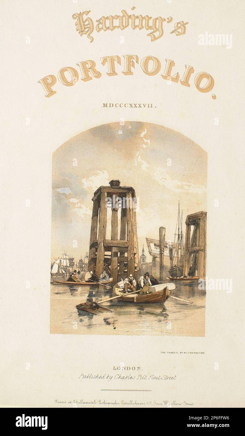 James Duffield Harding, Harding's Portfolio: Frontespizio, 1837, litografia a colori su carta ovatta. Foto Stock