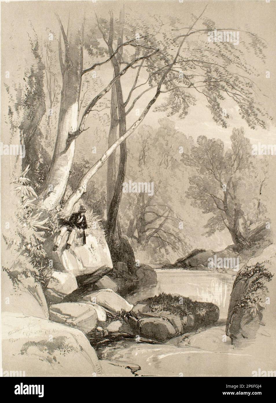 James Duffield Harding, Chudleigh Rocks, Devon, 1835, litografia su carta. Foto Stock