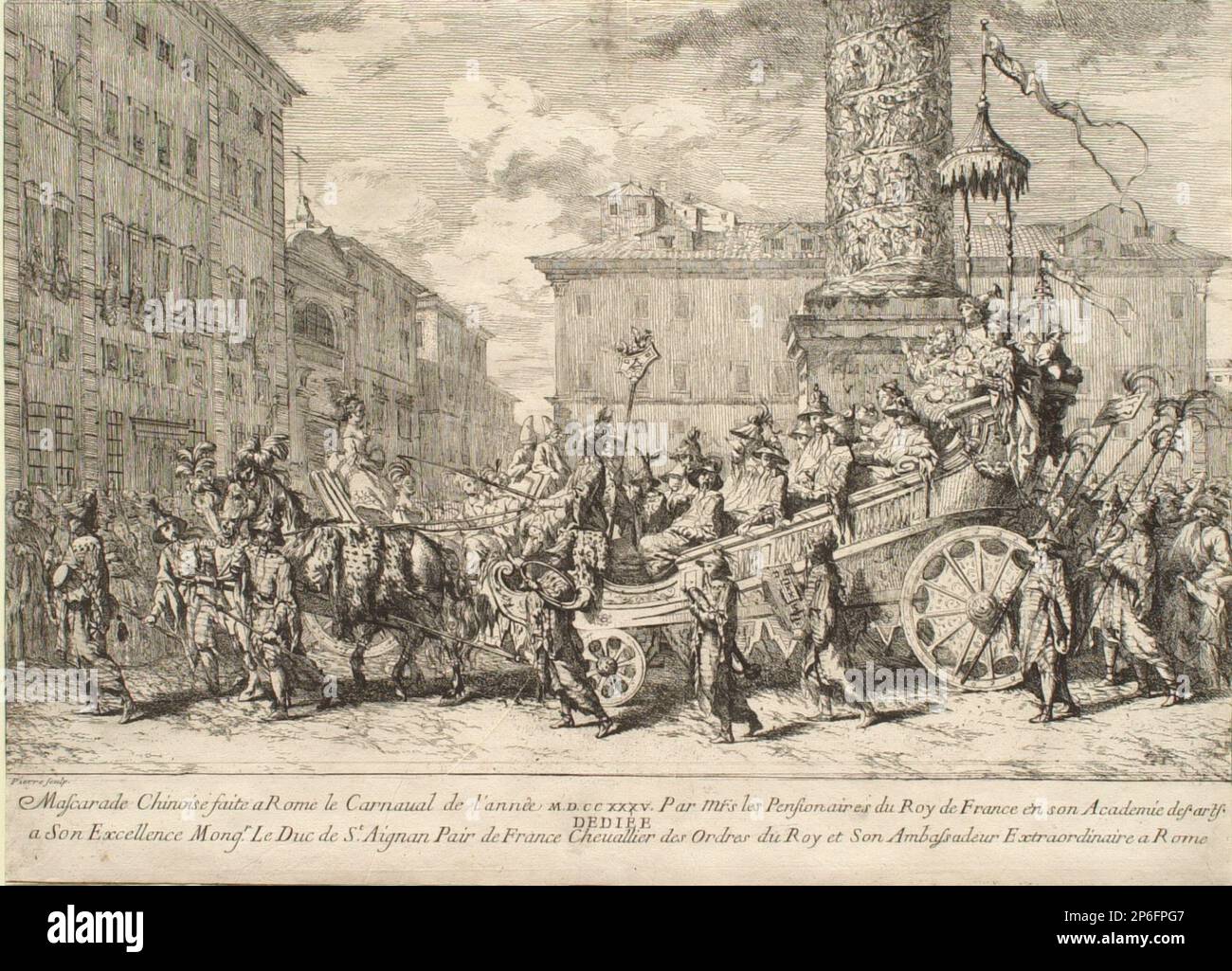 Jean Baptiste Marie Pierre, Masquerade cinese, 1735, incisione su carta deposta. Foto Stock