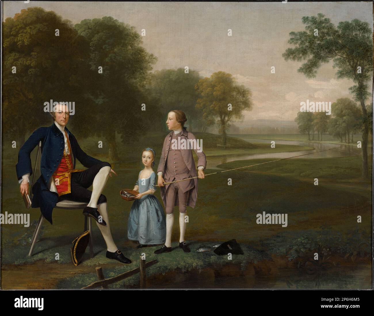 Arthur Devis, Richard Moreton, Esq. Di Tackley con il suo Nephew e nipote John e Susanna Weyland, 1757 anni, olio su tela. Foto Stock