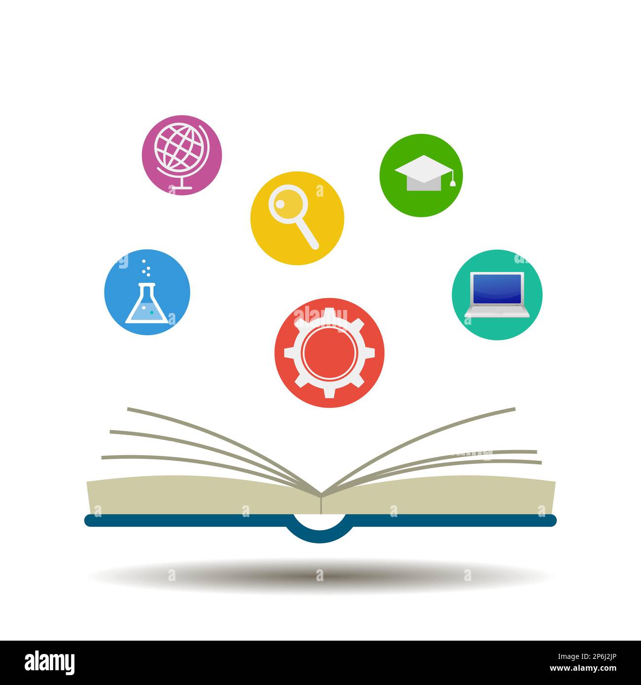 Aprire libri e icone di vettore scientifico Illustrazione Vettoriale