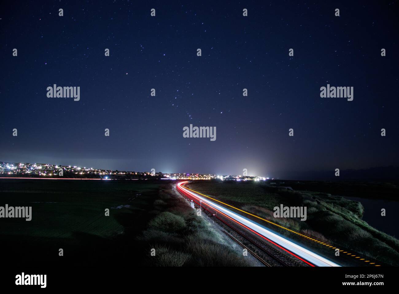 Ferrovie Light Trails Foto Stock