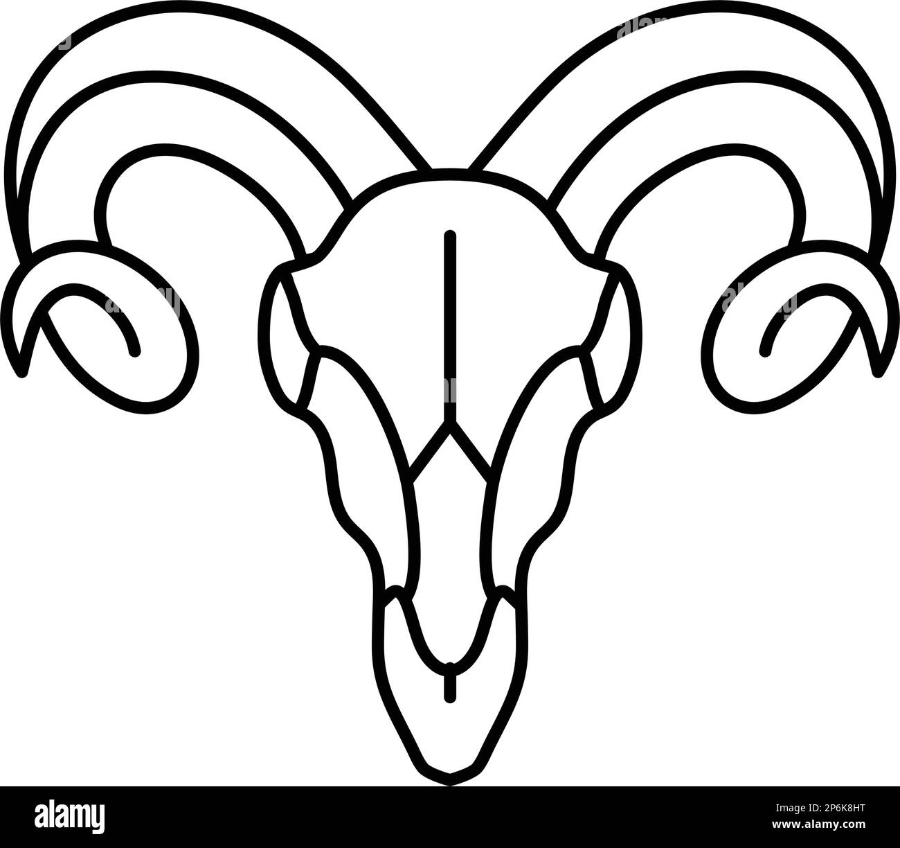 illustrazione vettoriale dell'icona della linea animale del cilindro del cranio Illustrazione Vettoriale