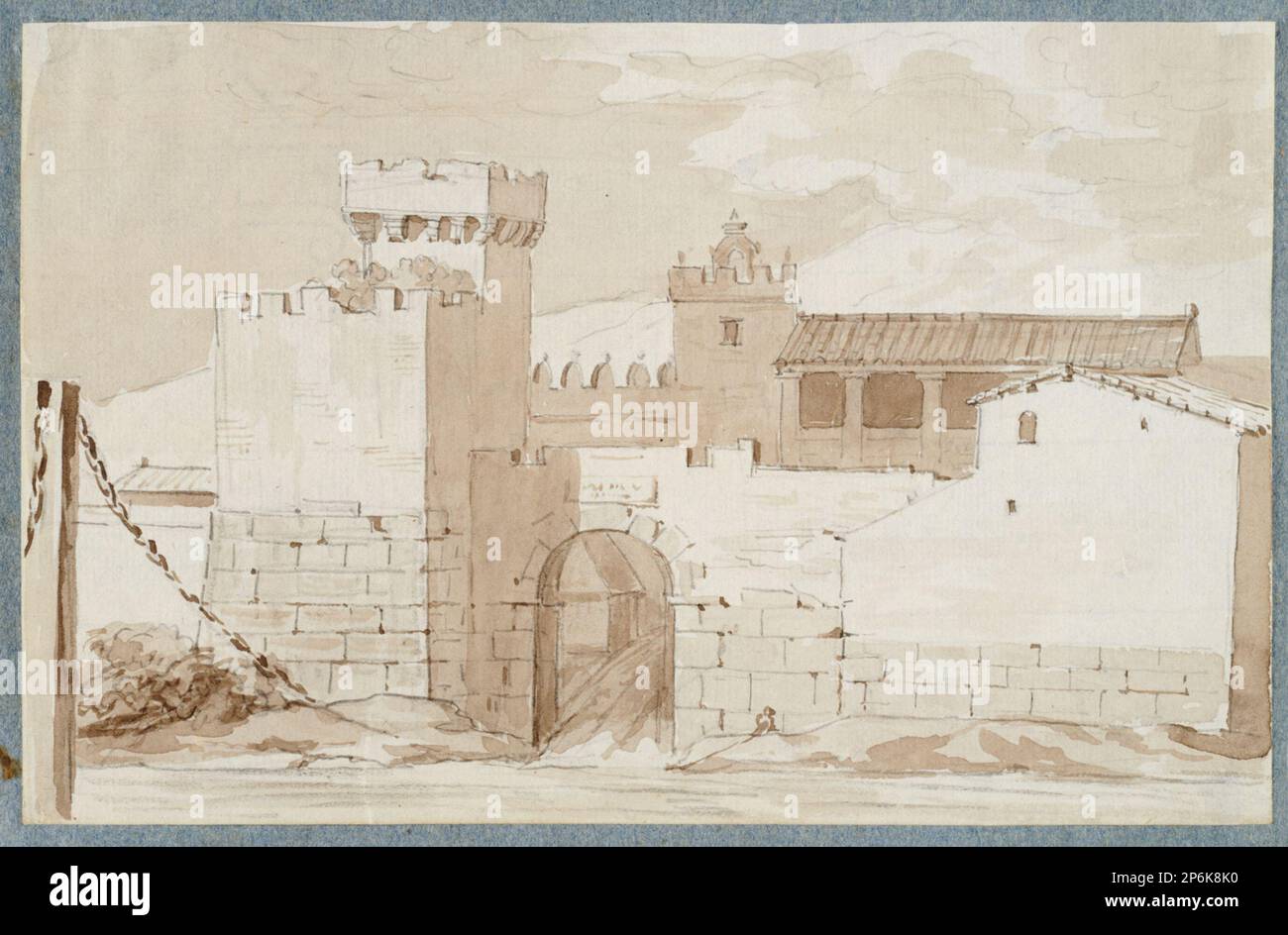 Guillaume Lethière, Town gate (Porte de ville), inizio 19th ° secolo, penna e inchiostro marrone e lavare con grafite. Foto Stock